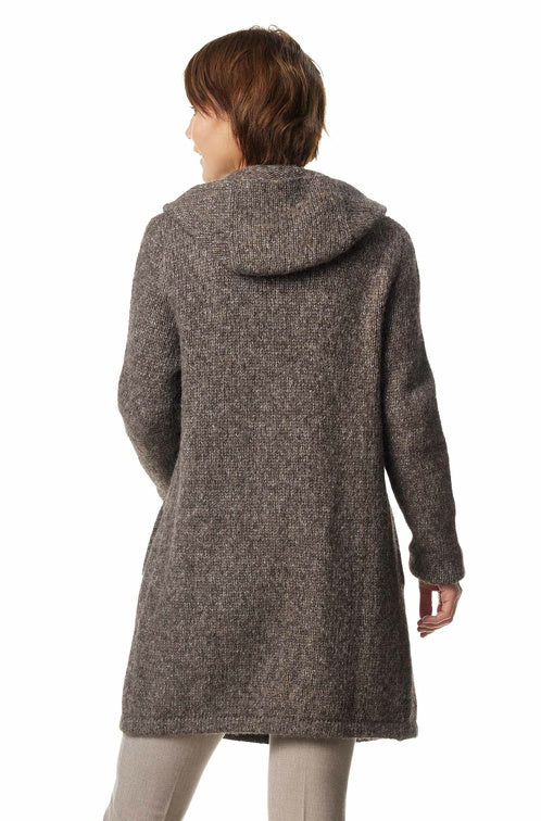 Alpaka Long Cardigan ANNABELL mit Bio Baumwolle - ungefärbt