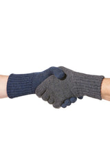 Alpaka wendbare Fingerhandschuhe UNI aus 100% Alpaka blau grau