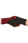 Alpaka wendbare Fingerhandschuhe UNI aus 100% Alpaka rot schwarz meliert