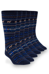 Socken JACQUARD - 70% Alpaka marine royal 6er-Pack