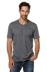 T-Shirt V-NECK aus 90% Bio-Baumwolle & 10% Royal Alpaka graphitgrau