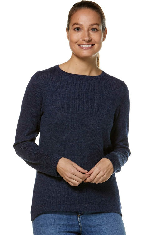 Pullover BASIC aus 100% Alpaka blau meliert