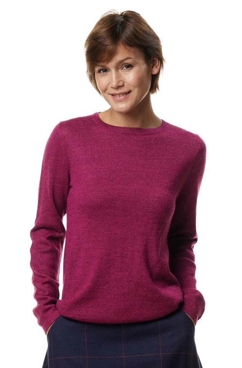 Pullover BASIC aus 100% Alpaka himbeere