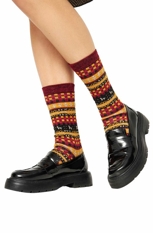 Patchwork Socken CANDELA - 67% Alpaka