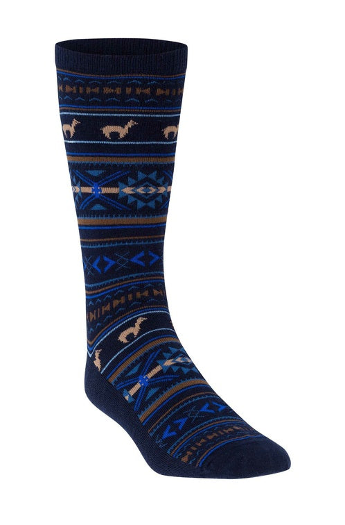 Socken JACQUARD - 70% Alpaka marine royal Einzelpaar