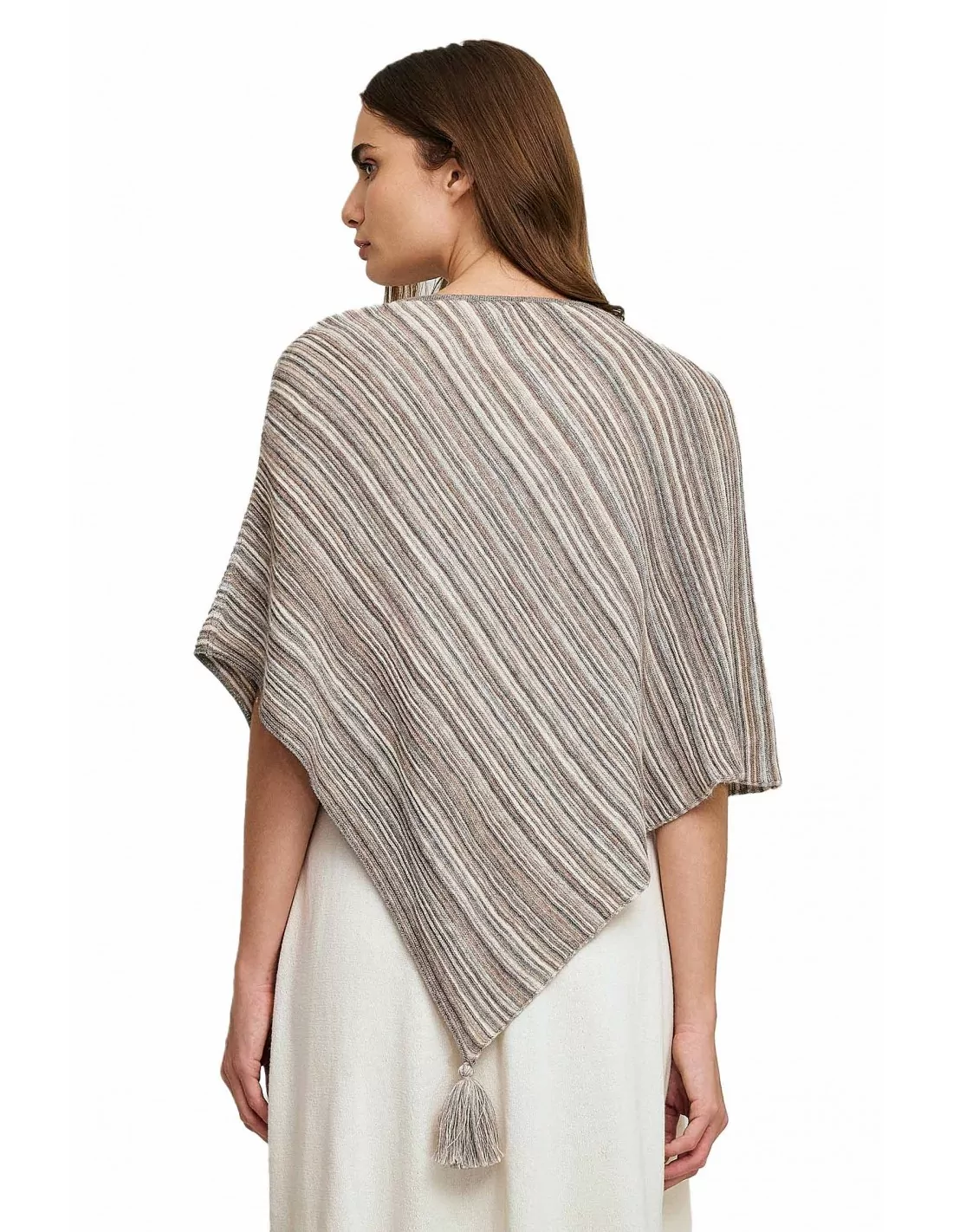 ECO-Alpaka Poncho WALNUT mit Bio-Baumwolle