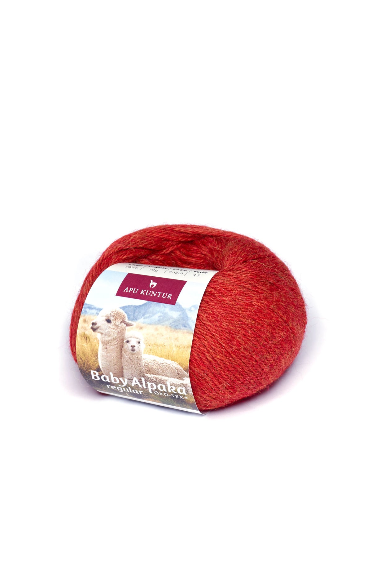 Alpaka Wolle REGULAR | 50g | 100% Baby Alpaka | 36 Farben 02 rot one-size