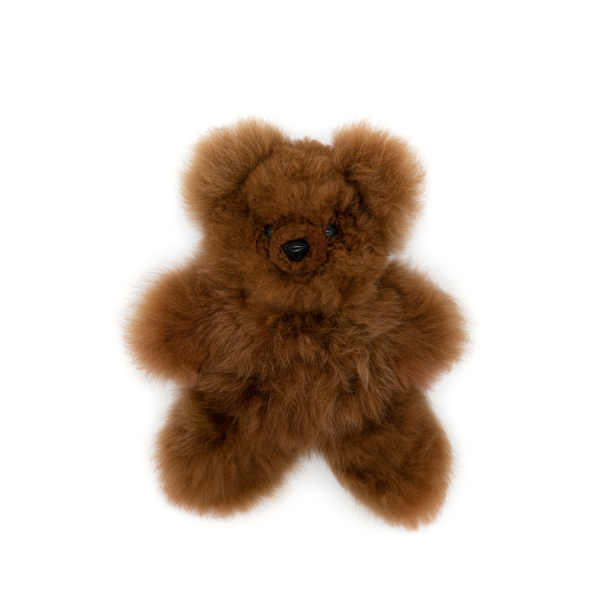 Premium Felltier TEDDYBÄR (20cm) aus 100% Alpaka-Echtfell braun 20 cm