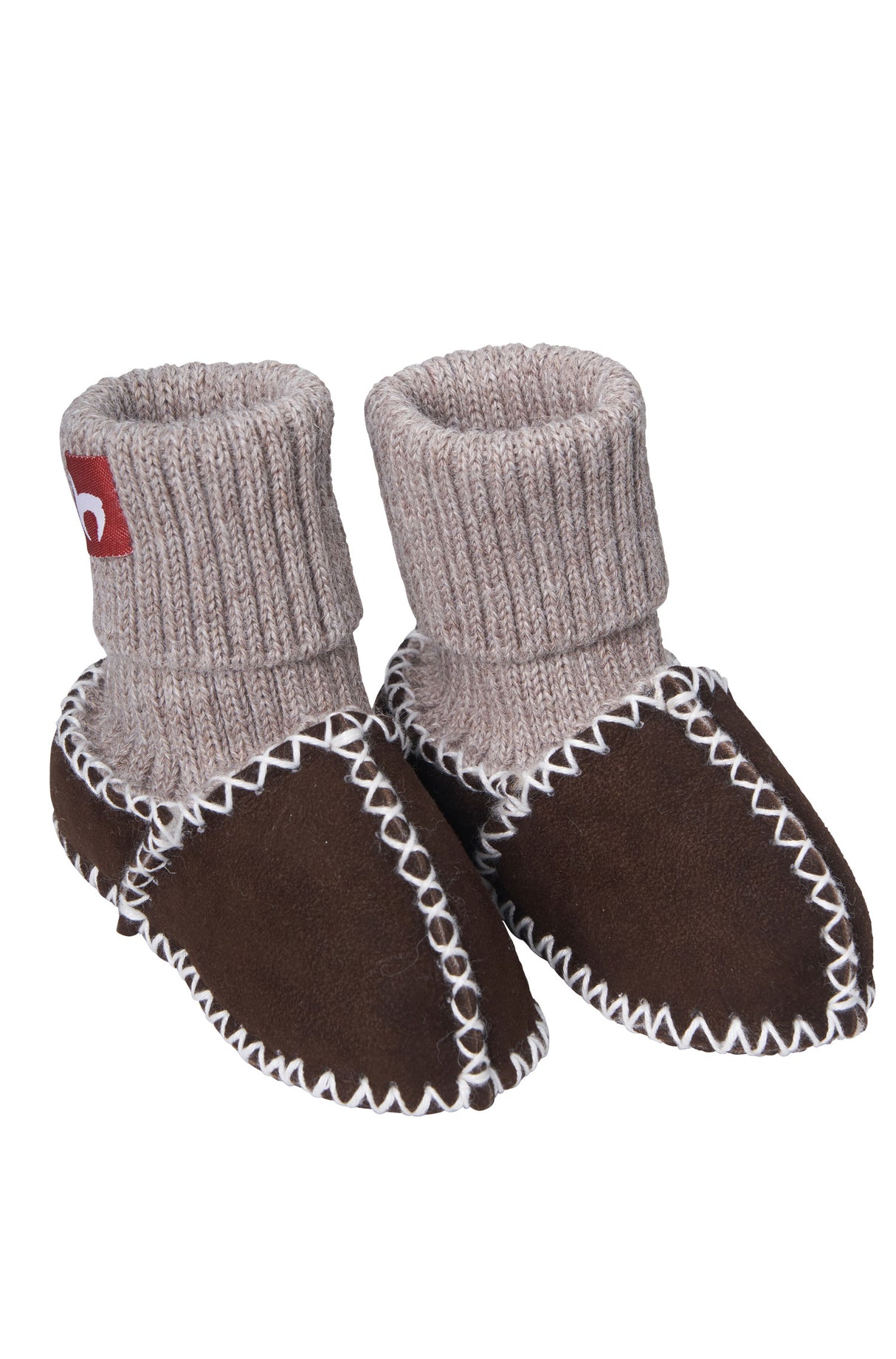 Alpaka Babyschuhe aus Schafwolle braun