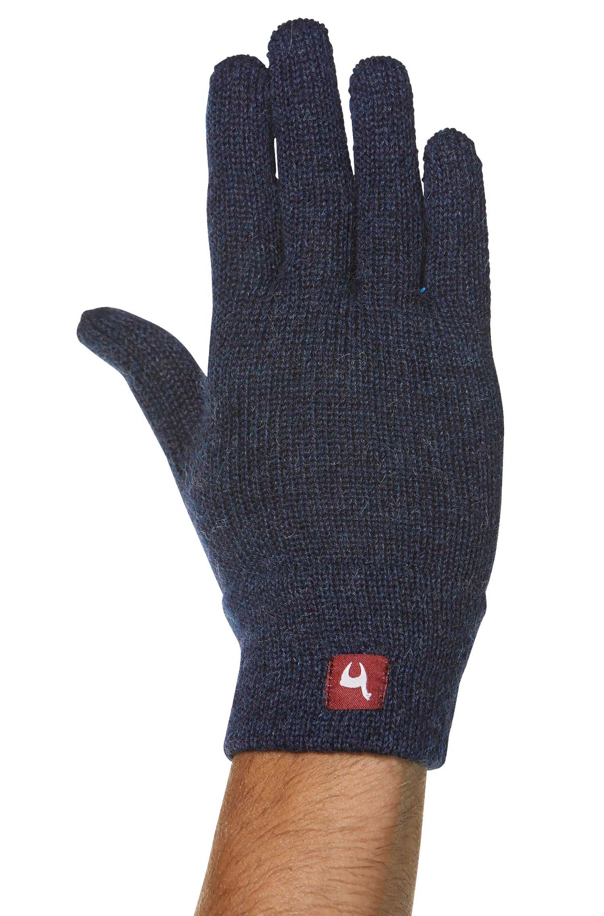 Alpaka Fingerhandschuhe UNI aus 100% Alpaka blau meliert