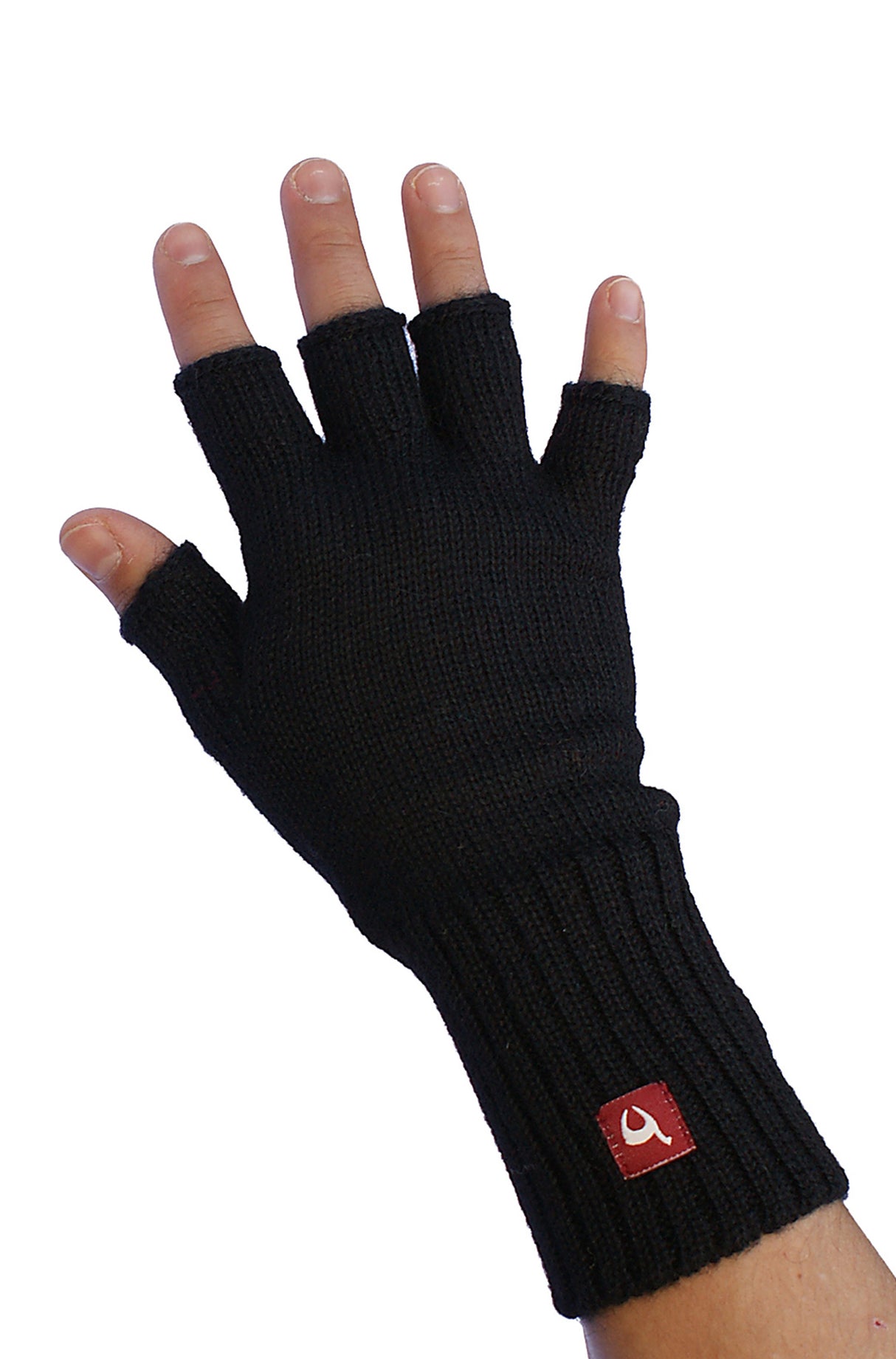 Alpaka Handschuhe HALBFINGER aus 100% Alpaka schwarz