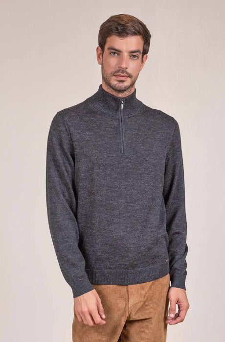 Alpaka Strickpullover ALBERT aus 100% Alpaka anthracite