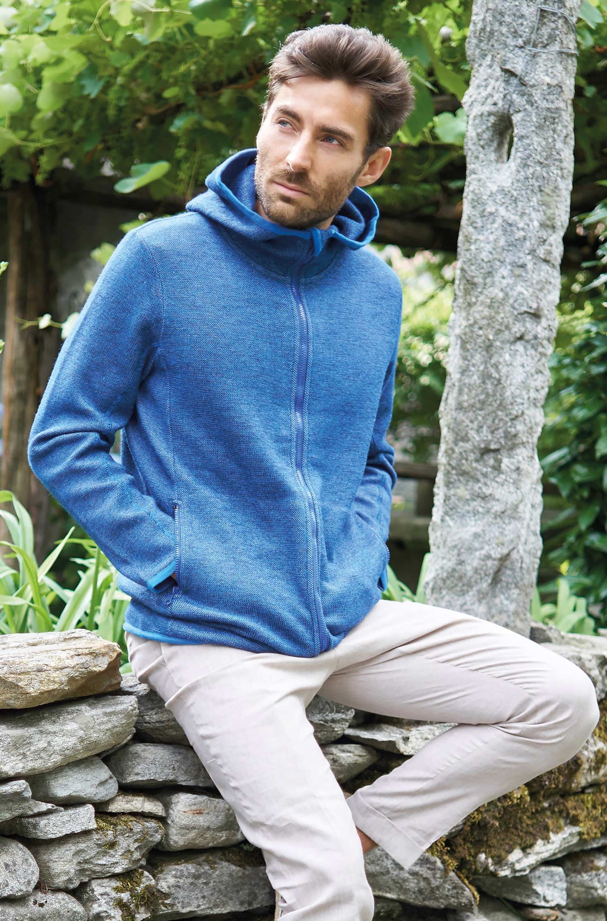 Alpaka Herren Hoodie ALPACA SPORT mit 50% Alpaka blau