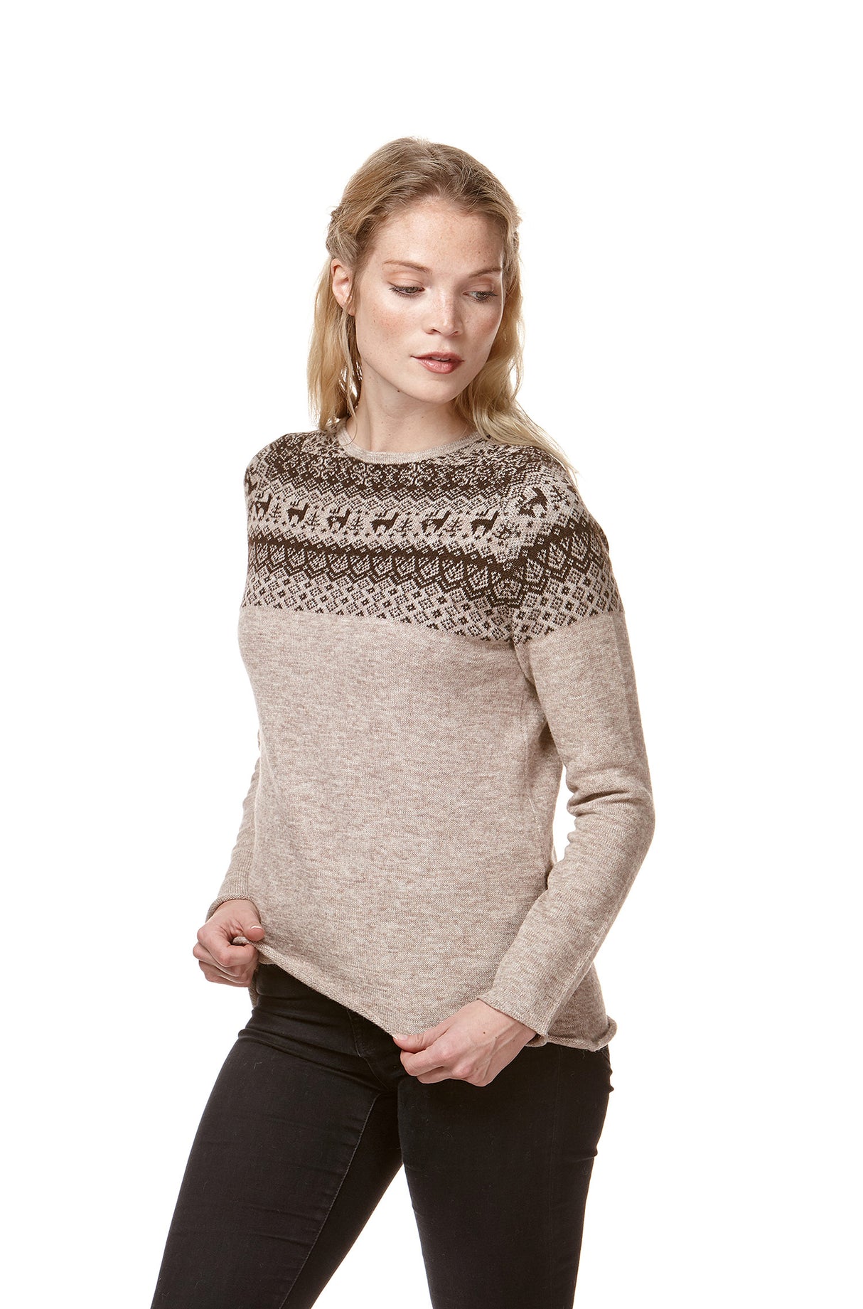 Alpaka Pullover ANDEN aus 100% Alpaka - sand