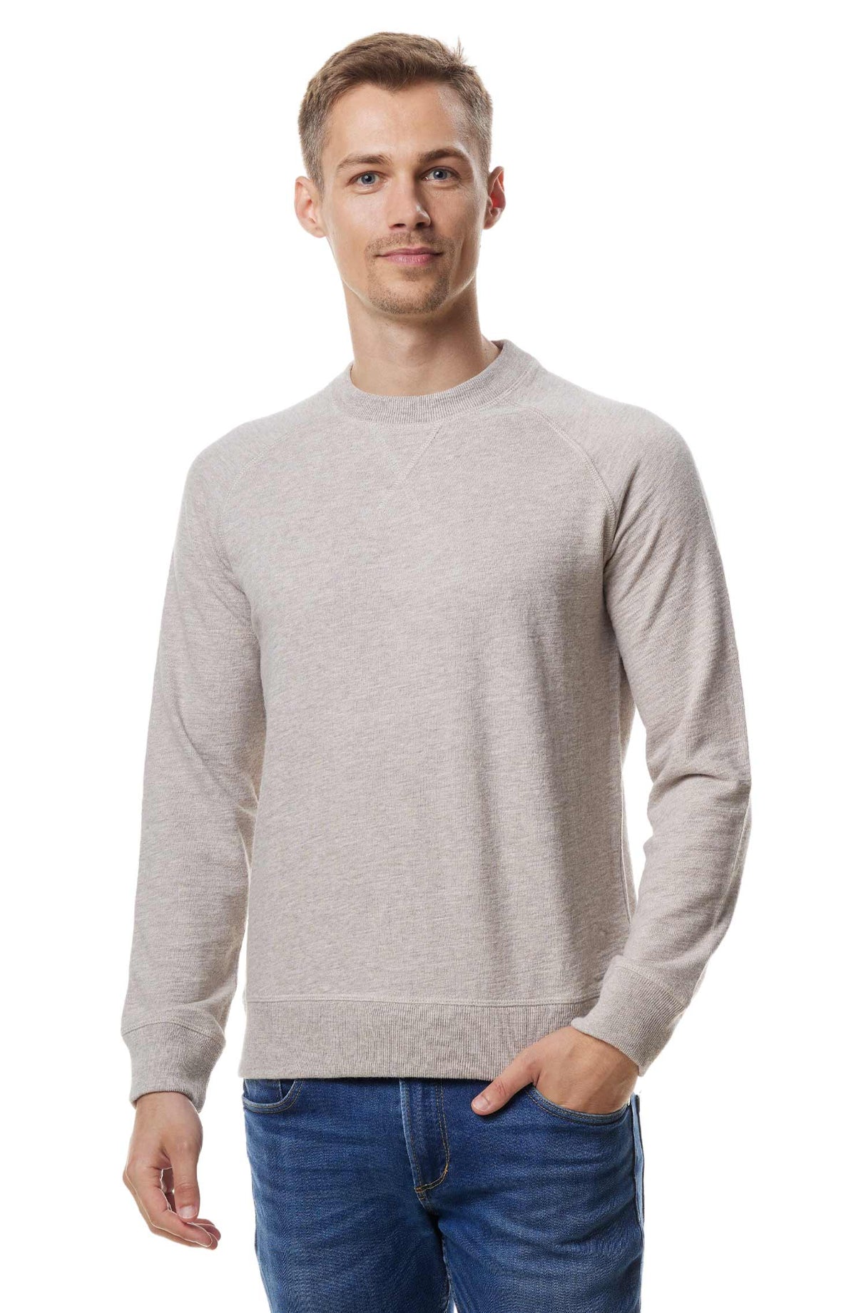 Pullover JANIS 90% Bio Baumwolle und 10% Alpaka natur meliert