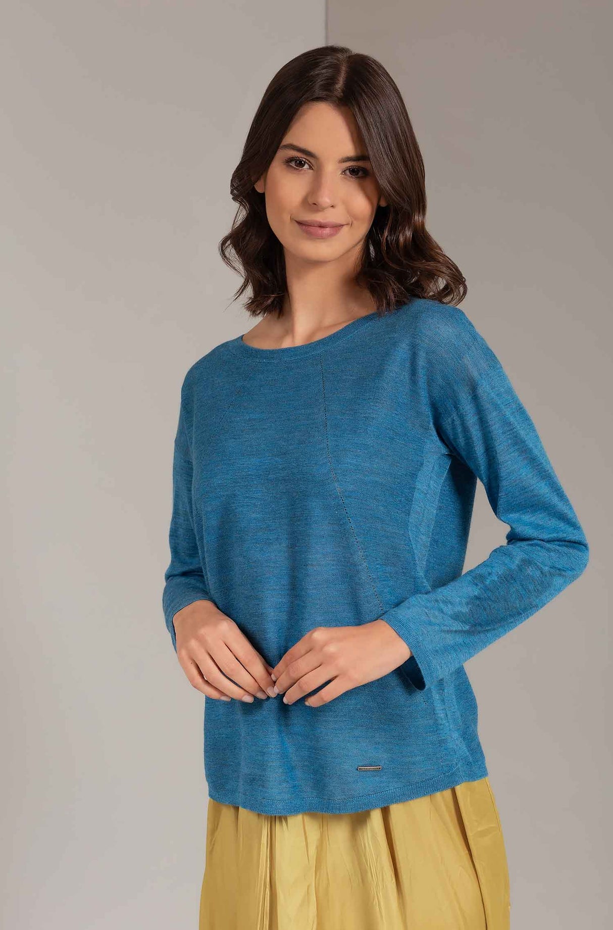 Alpaka Damen Pullover UTOPIA aus 70% Alpaka und 30% Seide barbados