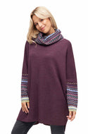 Alpaka Rollkragen Pullover DILAYA aus 100% Alpaka orchidee one-size