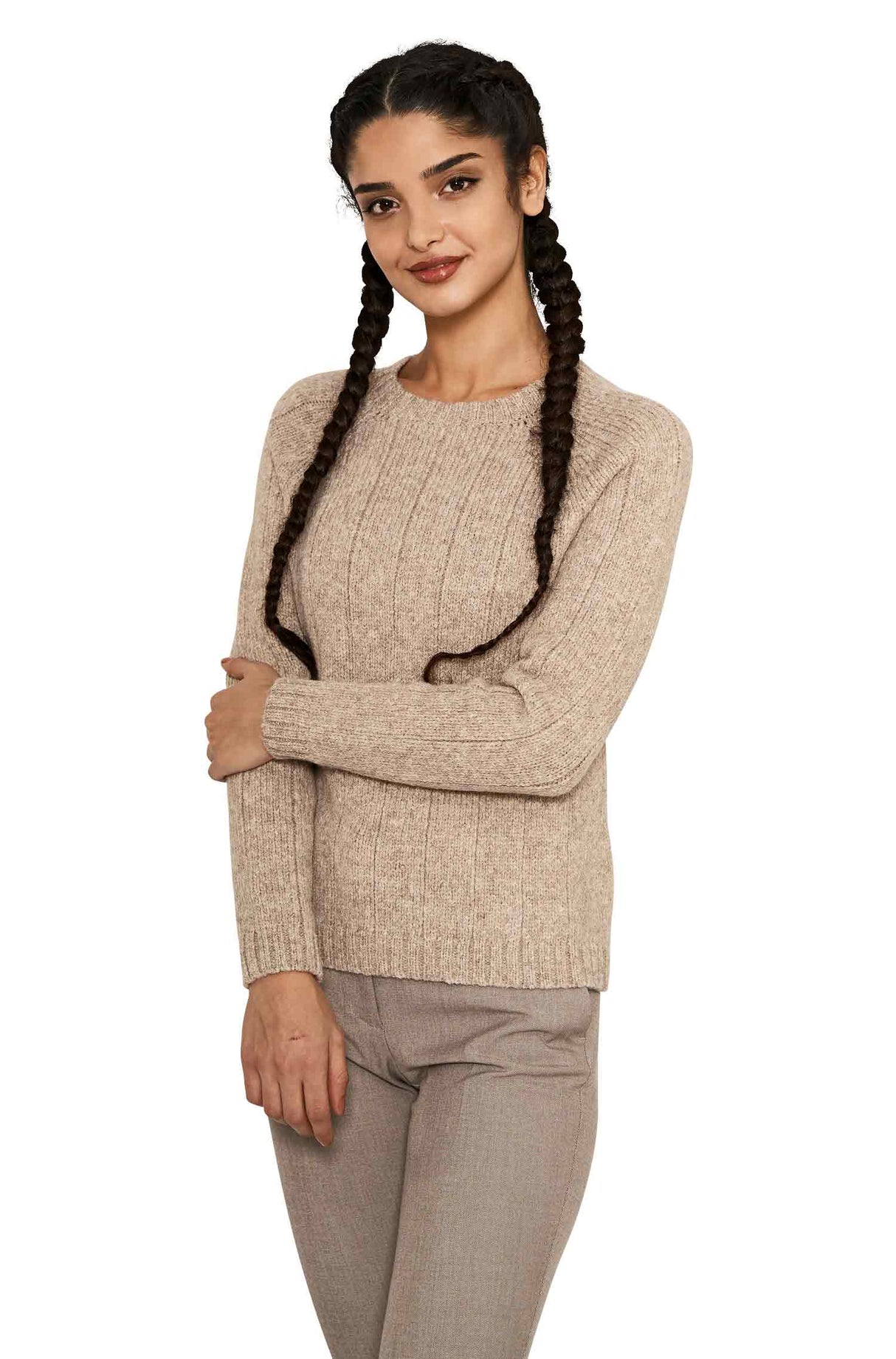 Alpaka Rundhals Pullover MOANA aus 60% Alpaka und 30% Merino