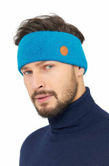 Stirnband STRETCH - 96% Alpaka azurblau one-size