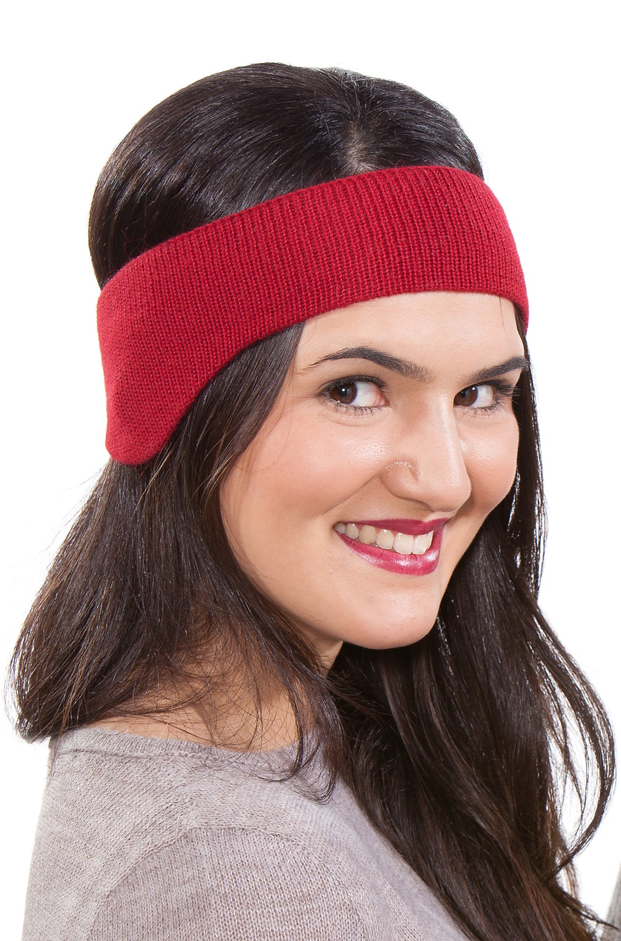 Alpaka Stirnband UNI mit Ohrenklappen | 100% Alpaka rot one-size