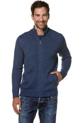 Alpaka Strickjacke Herren RONALDO aus 100% Alpaka blau meliert