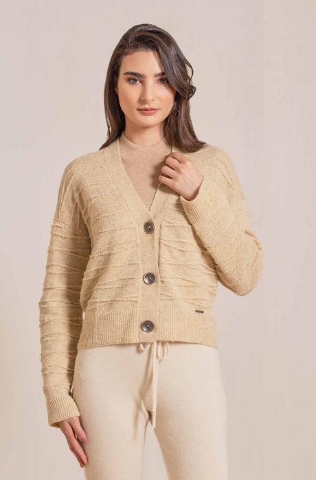 Alpaka Strickjacke VALERY aus 100% Alpaka cream