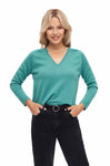 V-Neck Pullover ANNA aus 100% Alpaka mint