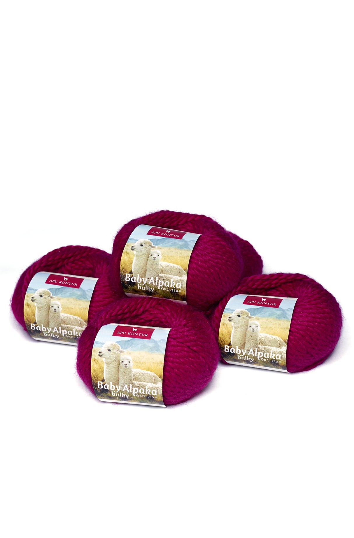 Alpaka Wolle BULKY | 5x50g | 100% Alpaka | 12+ Farben 16 fuchsie one-size