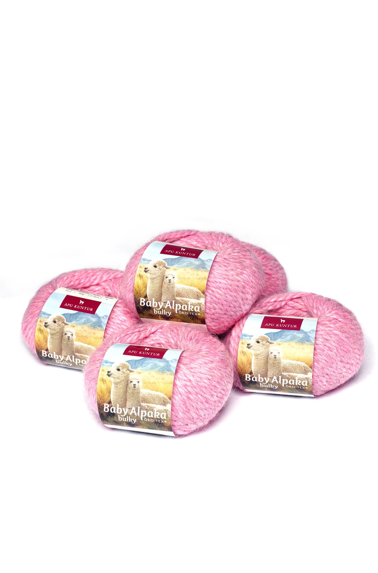 Alpaka Wolle BULKY | 5x50g | 100% Alpaka | 12+ Farben 34 rosa Melange one-size