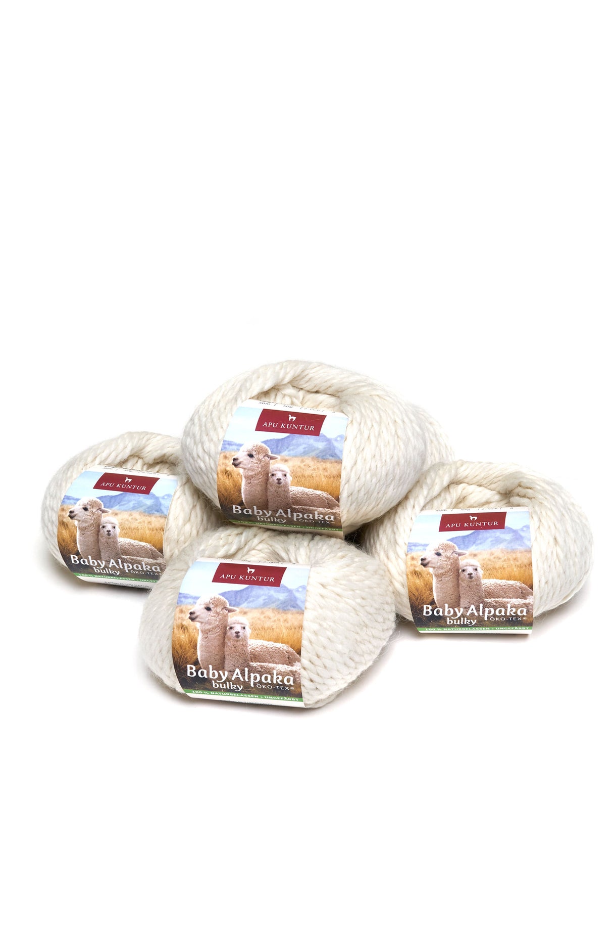 Alpaka Wolle BULKY | 5x50g | 100% Alpaka | 12+ Farben N-100 Natur one-size