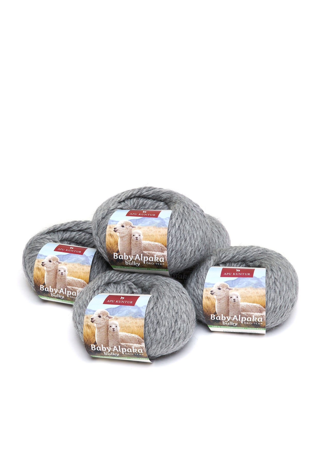 Alpaka Wolle BULKY | 5x50g | 100% Alpaka | 12+ Farben N-160 Mittelgrau one-size