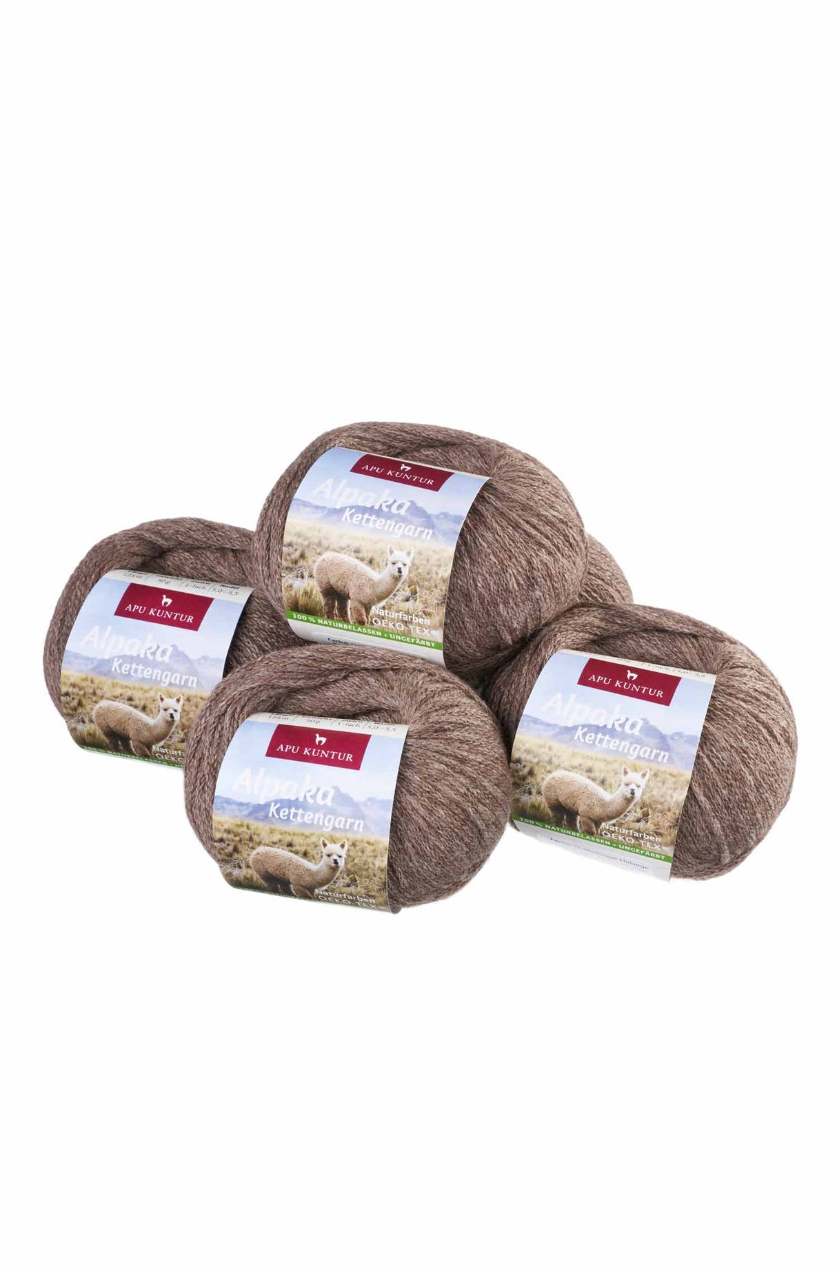 Alpaka Wolle KETTENGARN | 5x50g | Alpaka-Woll-Mix | ungefärbt dunkelbeige-melange one-size