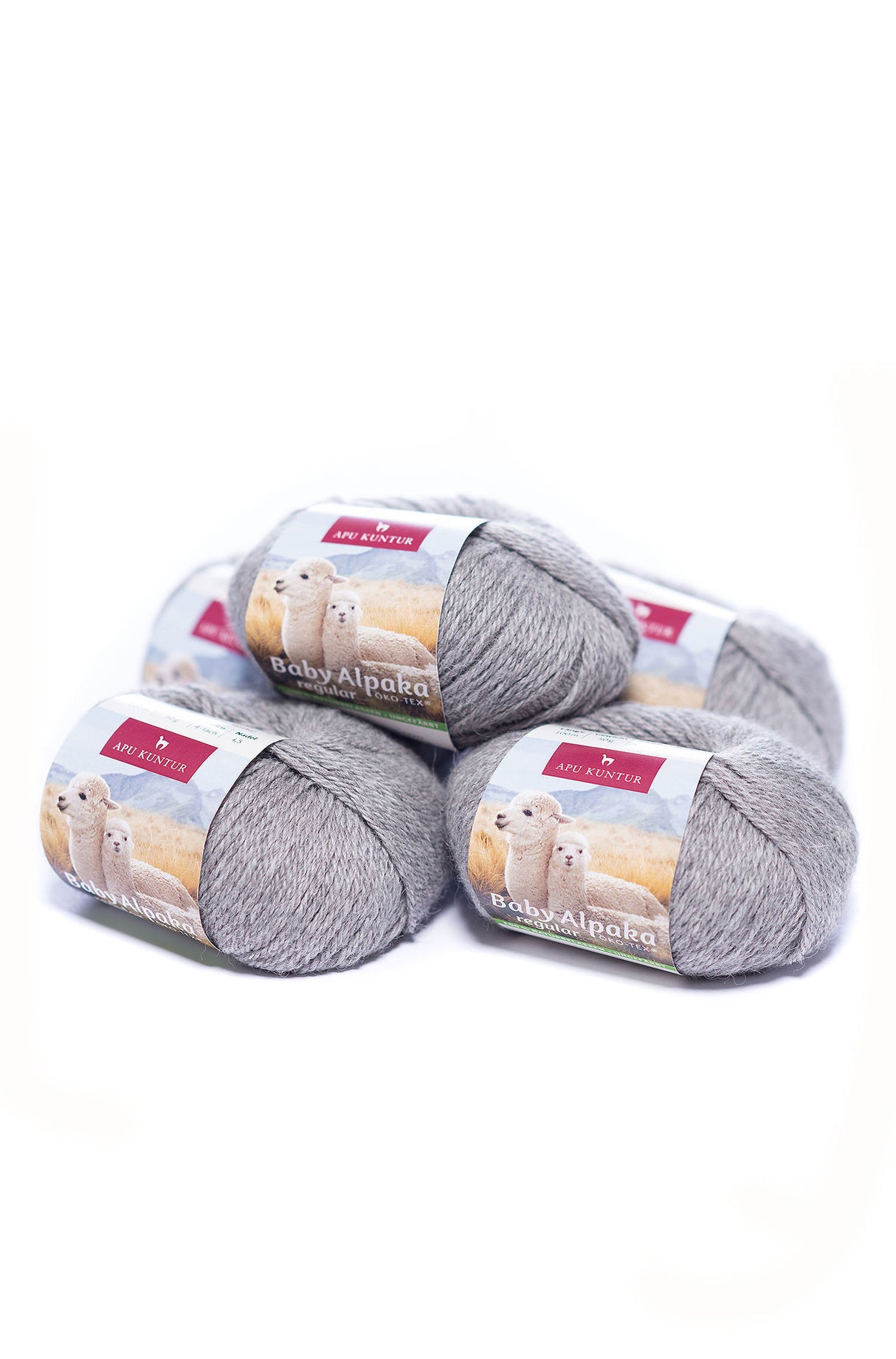 Alpaka Wolle REGULAR | 5x50g | 100% Alpaka | 36 Farben N-160 Mittelgrau one-size