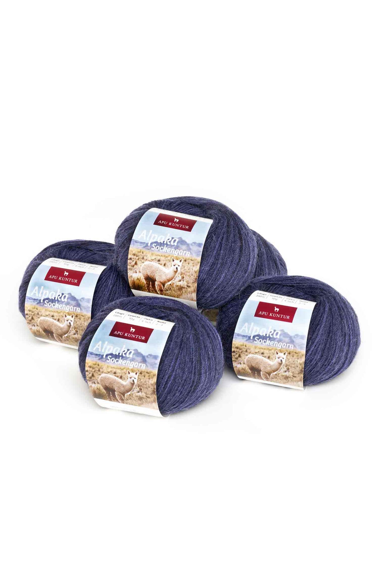 Alpaka Wolle SOCKENGARN | 5x50g | Alpaka-Woll-Mix | 12 Farben dunkelblau one-size