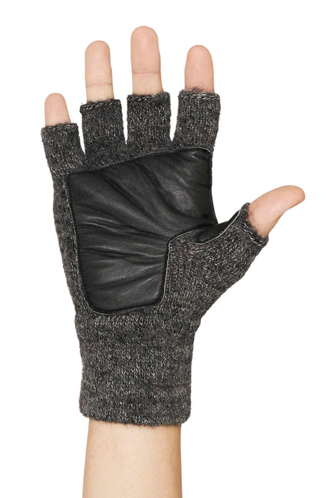 Alpaka Fingerlose Handschuhe mit Leder-Handfläche MACHA anthrazit