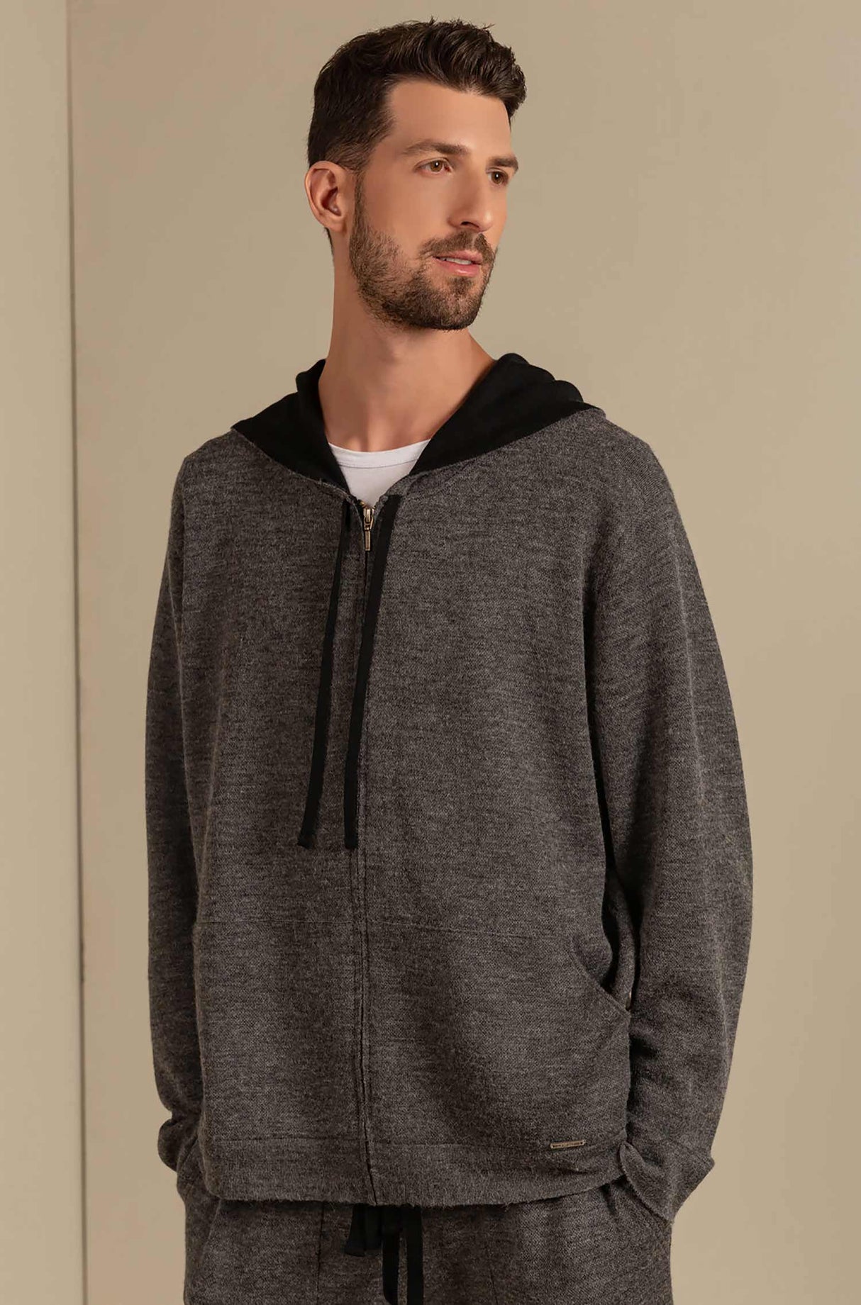 Herren Hoodie UVELLA mit 35% Alpaka und 18% Seide tornado