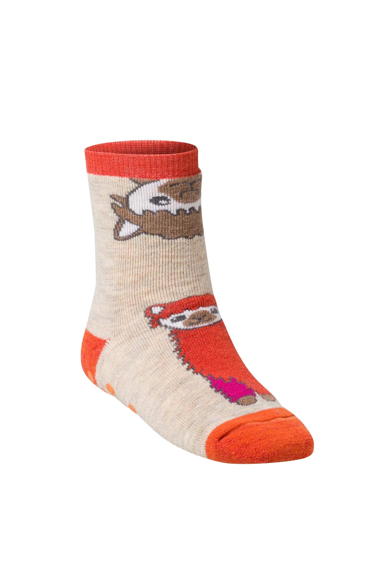 Socken Kinder ABS mit MOTIV - 50% Alpaka orange