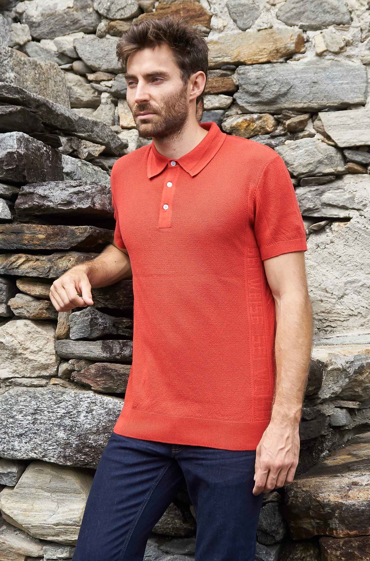 Poloshirt Herren SIMRON aus 90% Bio Pima Baumwolle und 10% Royal Alpaka hibiscus