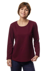 Langarm-Shirt RUNDHALS aus 10% Alpaka und 90% Baumwolle merlot red